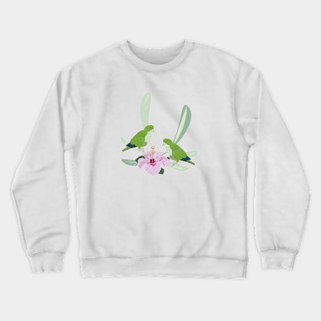 Green lorikeets with vegetation Crewneck Sweatshirt by Slownessi